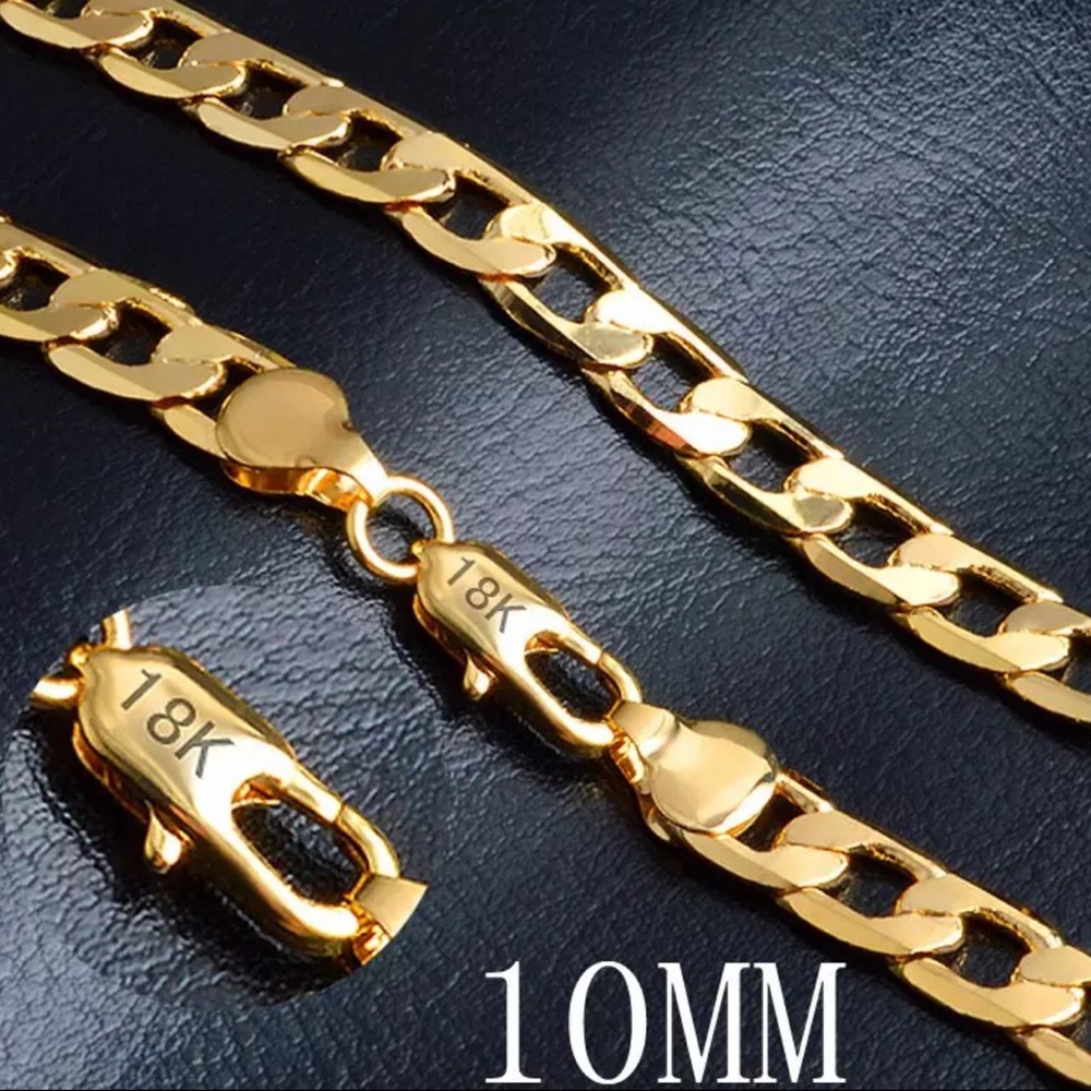 NEW 18K GOLD 10MM CHAIN NECKLACE